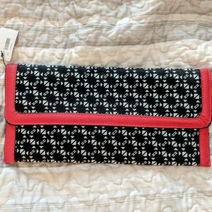 The Limited black, white & red Clutch